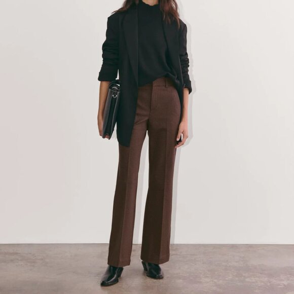 Sz10 Everlane Brown Black Houndstooth Flare Pants - *BNWT* - Picture 13 of 16
